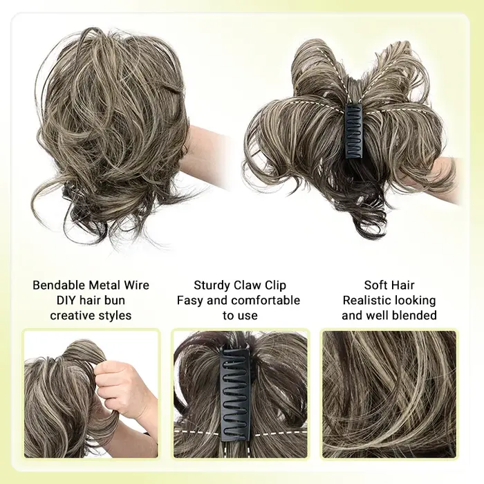 WIGSIN synthétique élégant polyvalent bouclés queue de cheval griffe pince dans l'extension de cheveux réglable adapté facile à porter pour toute Occasion