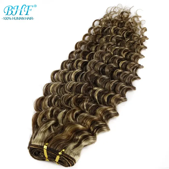 BHF vierge cheveux humains Bundle bouclés trame Extensions mettre en évidence Double dessiné