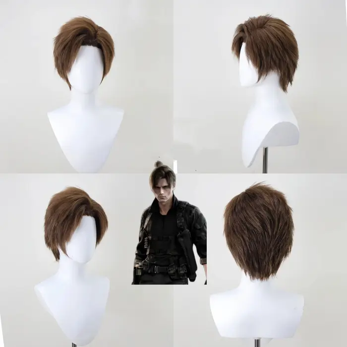 Perruque de cosplay Re9 REQ Leon pour homme, Evil Requiem Leon Reon Scott S. Kennedy, perruque natur