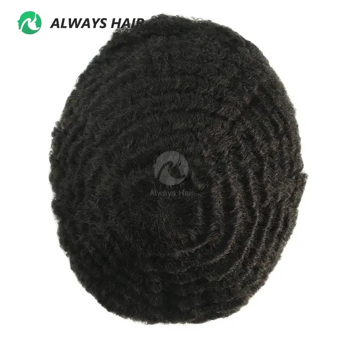 Afro toupet Curl 4mm 6mm 8mm 12mm 0.12-0.14mm peau Afro perruque pour hommes noirs vrais cheveux hum