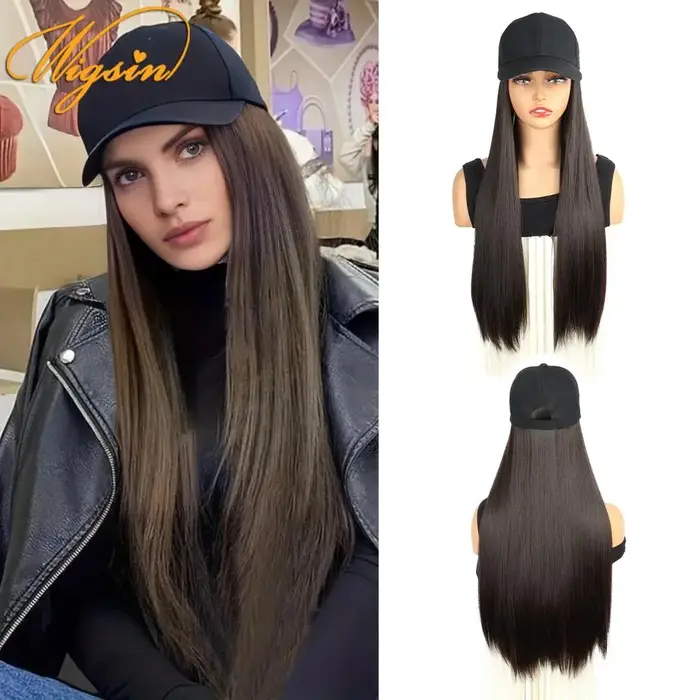 WIGSIN – perruque synthétique longue et lisse de 24 pouces