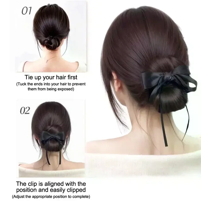 Perruque de cheveux raides à clipser ; Chignon en désordre synthétique Easy Claw ; Extension de postiche
