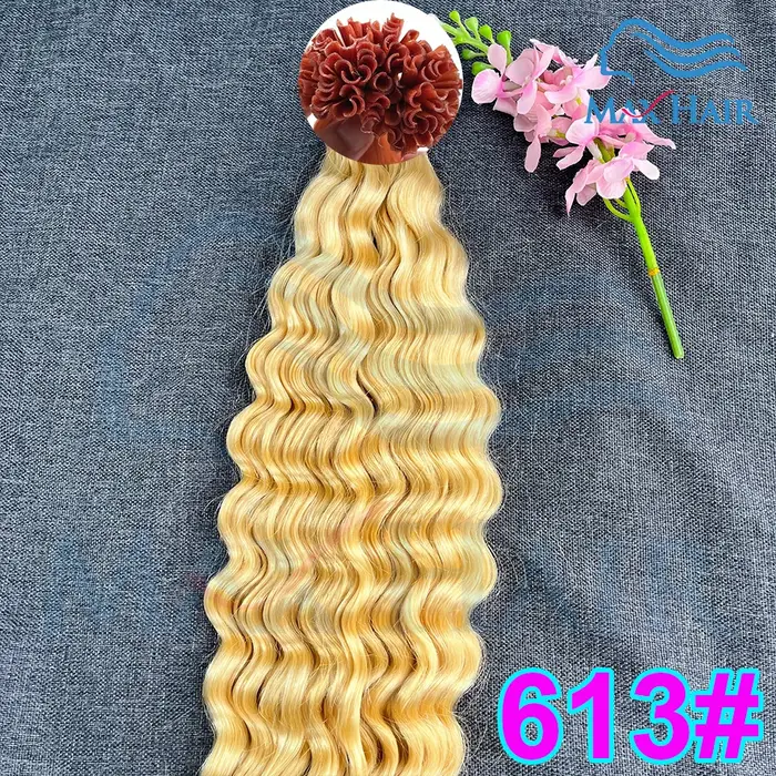 Extensions de cheveux humains à pointe en U en kératine