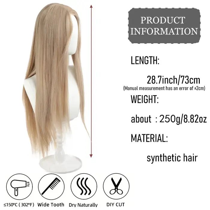 Cheveux longs et raides en lin ultraviolet synthétique avec THES