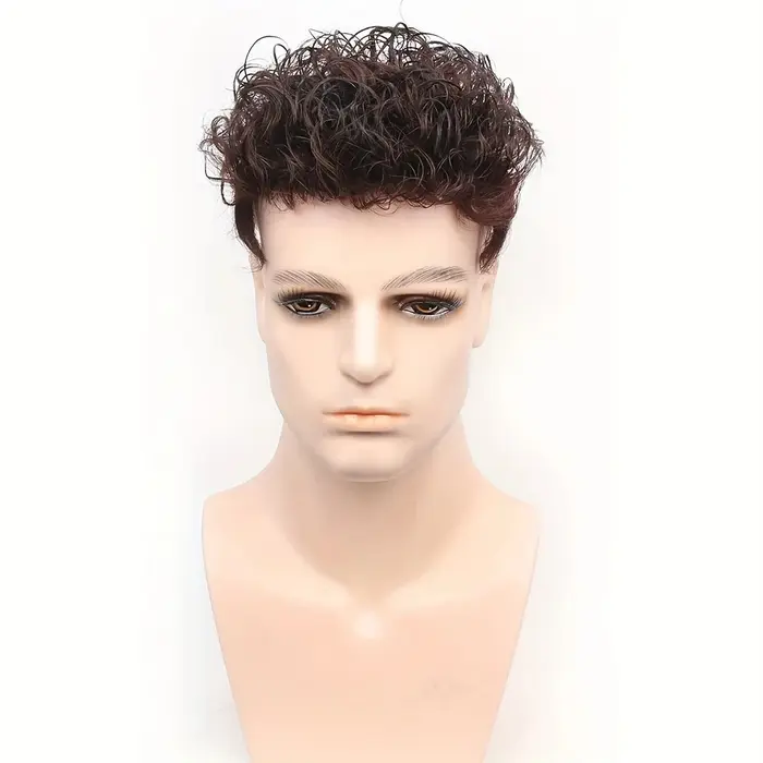 Perruque courte ondulée bouclée 100% cheveux humains pour hommes