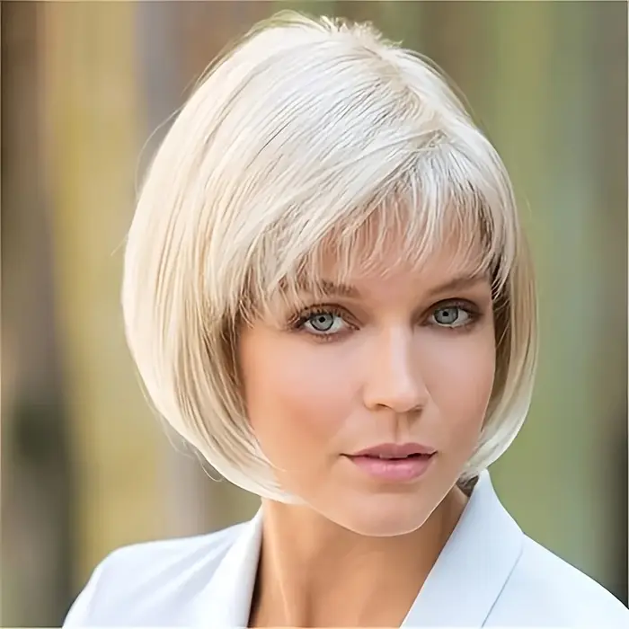 Perruque synthétique blanche en fibre chimique pour femmes, couvre-tête complet, adapté à un usage q