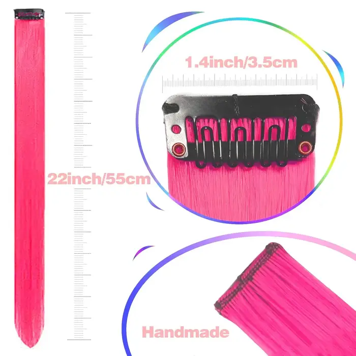 Extensions de cheveux rose vif à clipser