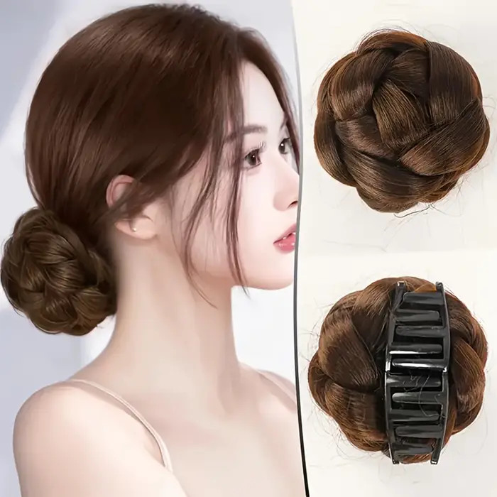 4 pouces synthétique pince à saisir paresseux cheveux tresse tressé chignon perruque femmes basse cr