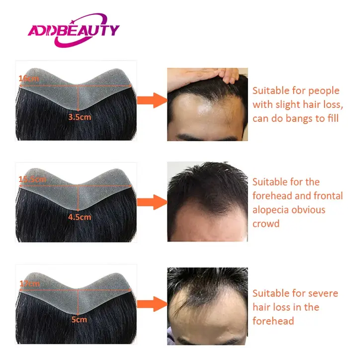 Vstyle hommes toupet cheveux humains peau mince pleine PU perruques