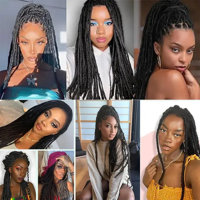 Extensions de Dreadlock synthétiques 10 racines/paquet Hippie dreads à une extrémité Ombre Loc