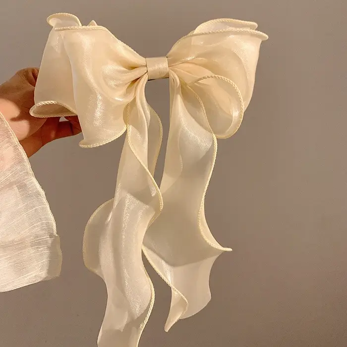 Pinces à cheveux avec nœud en mousseline de soie pour filles