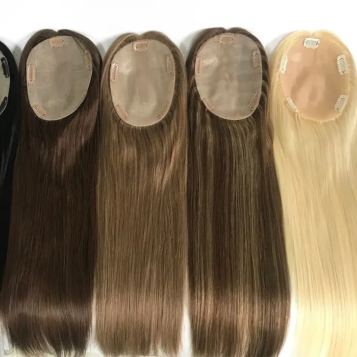 Vente chaude chine perruque Base en soie indien réel Remy Extensions de cheveux humains Topper