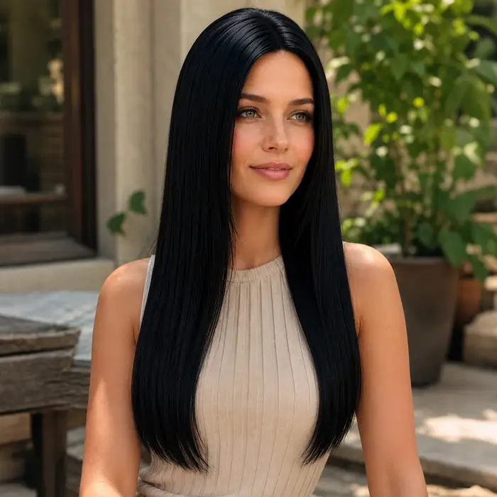 Perruque synthétique lisse pour femme