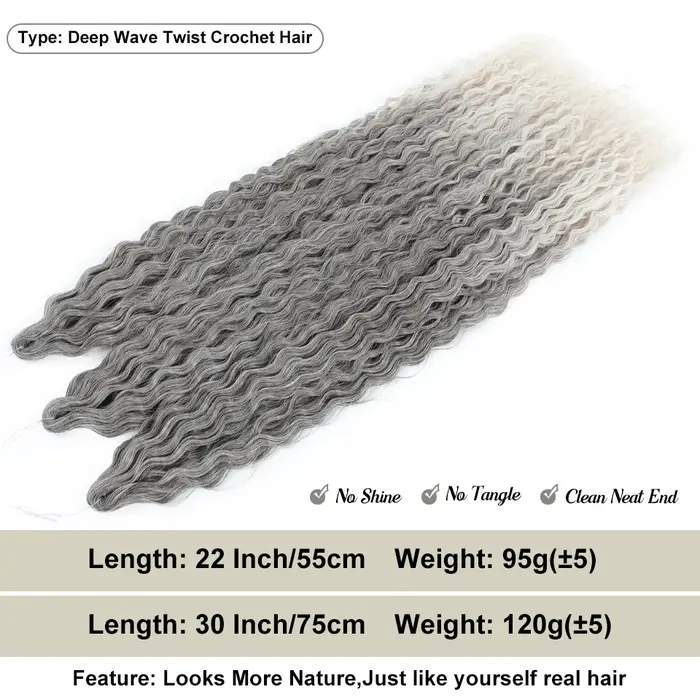 Ariel Curl tressage Extension de cheveux 22 30 pouces vague d'eau torsion Crochet