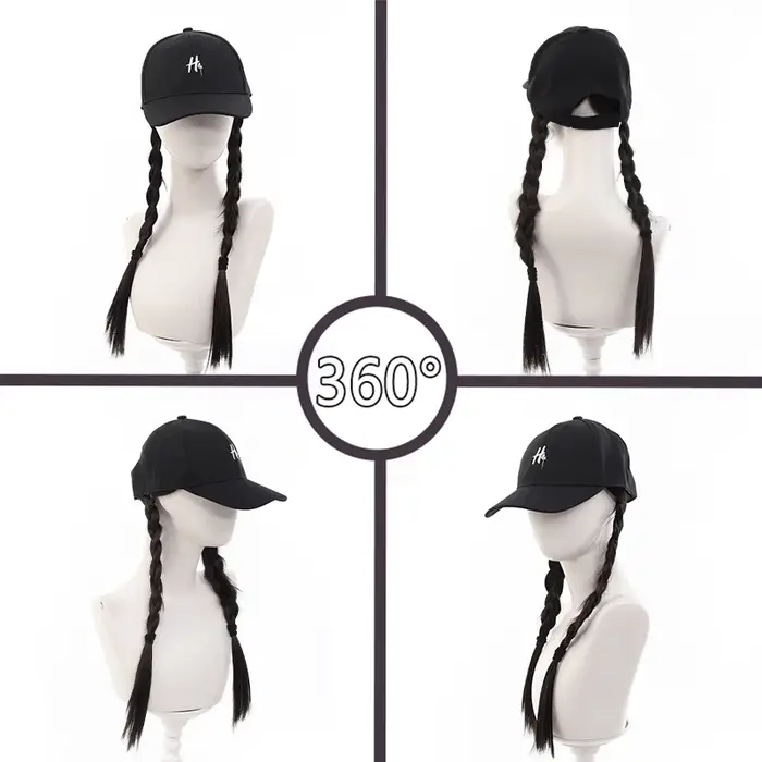 Casquette de baseball pour femme avec perruque intégrée