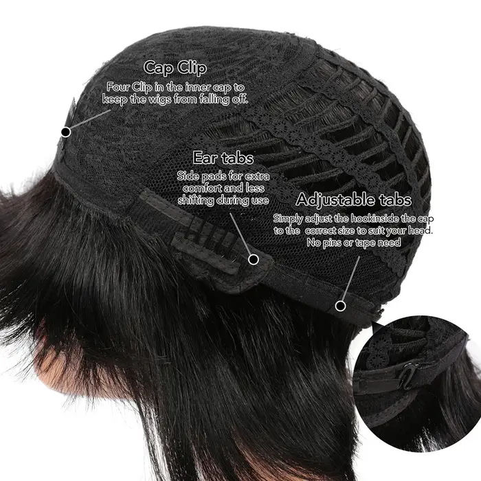 Perruques de cheveux humains droites avec frange Remy brésilien mignon Bob coupe perruque