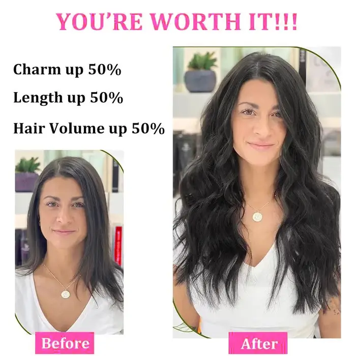 100% pince à cheveux humains dans les Extensions une pièce 5 Clips