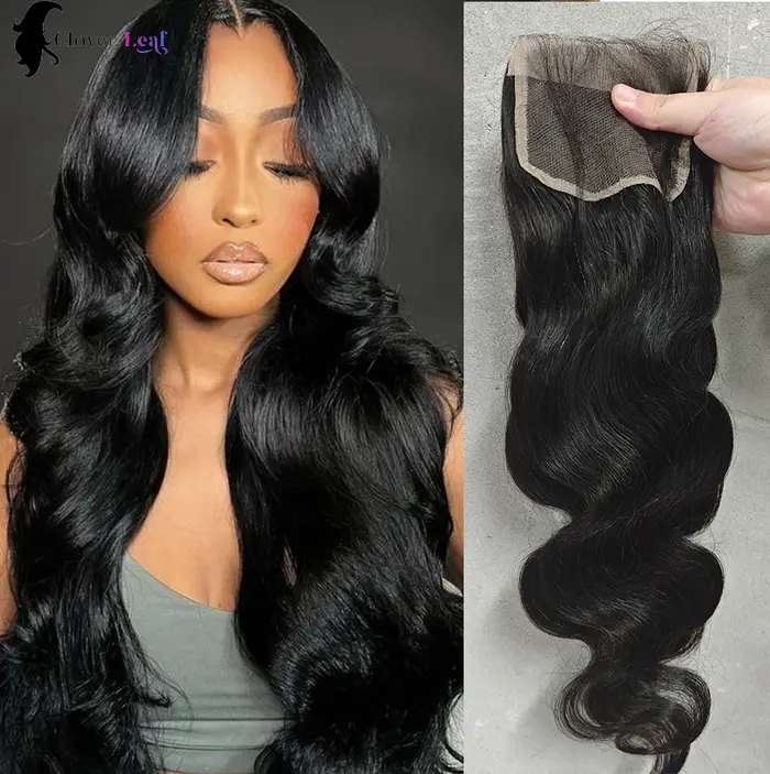 Mèches Body Wave Brésiliennes Naturelles avec Closure, Tissage de Cheveux Humains, 24 Pouces, 4 Tage