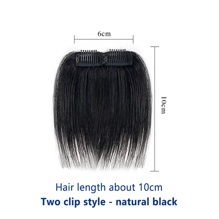 100% cheveux humains hommes 10cm cheveux frange Clips en vrais cheveux Bang couverture haute front f