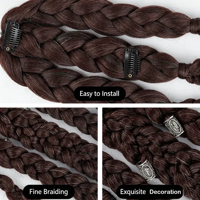 Perruque Mohawk Viking pour Homme avec 5 Tresses Épaisses