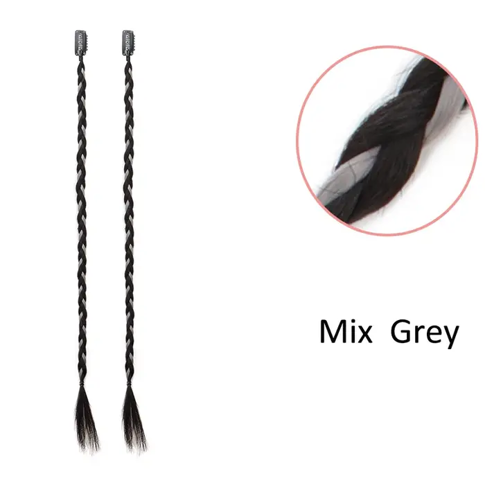 20 pouces synthétique 2 pièces Y2K Style cheveux longs raides Mini tresse haute température fibre couleur mixte accessoi