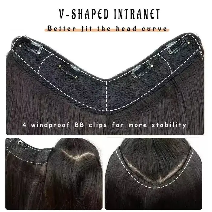 22/24 pouces synthétique en forme de V couches 4 Clips longue Extension de cheveux raides mode postiche Invisible perruque pour les femmes