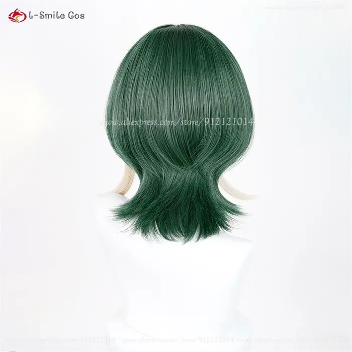 Guita Cosplay perruque 30 cm vert blanc-or perruques mixtes pour femmes hommes Anime