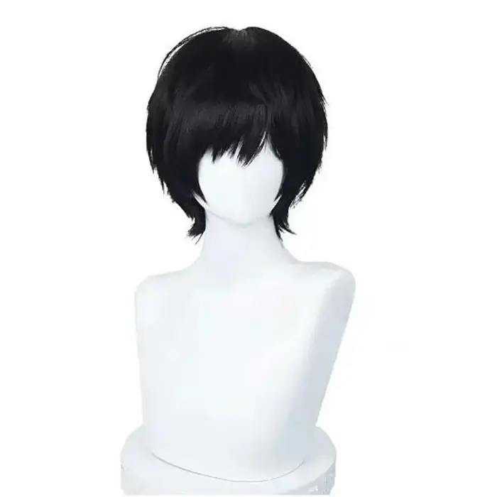 Anime tronçonneuse homme Yoshida Hirofumi Cosplay perruque courte noir résistant à la chaleur cheveu