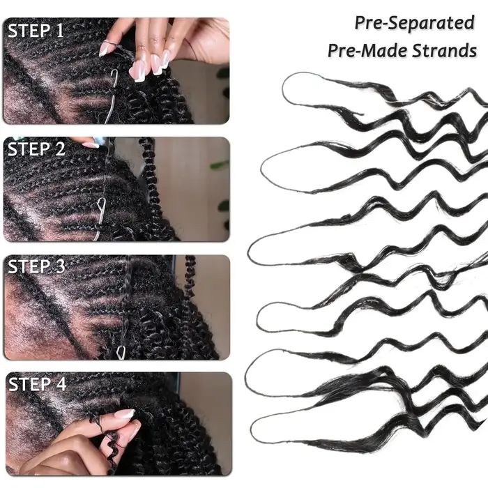 Extensions de cheveux humains bouclés afro pré-séparées au crochet
