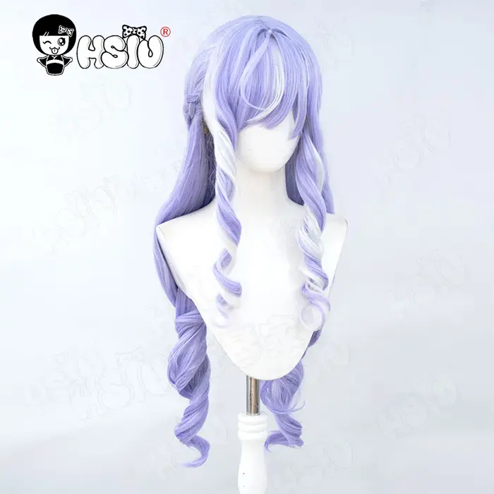 Vivian Cospaly perruque HSIU 90CM violet clair mélangé blanc cheveux longs