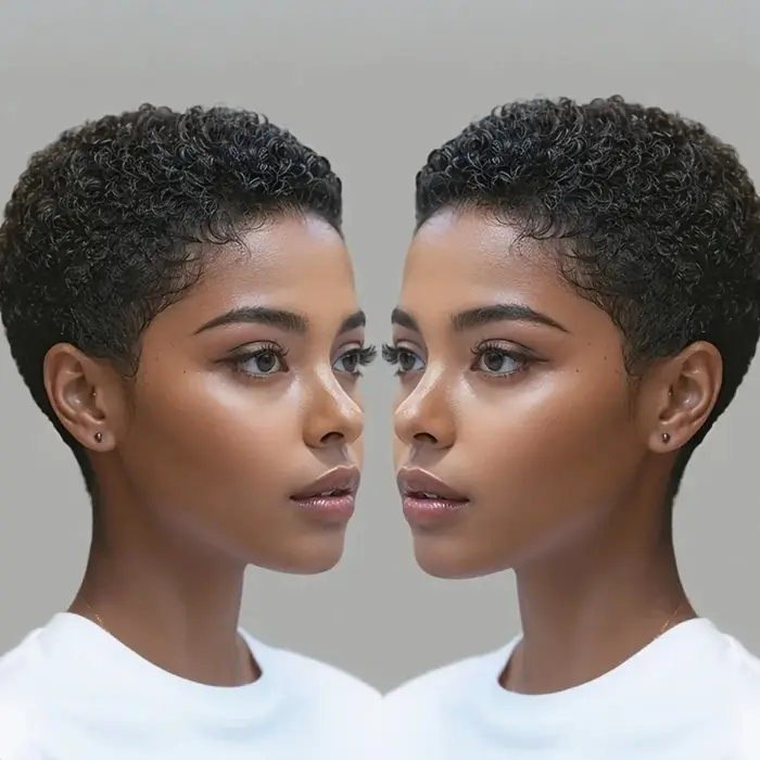 Perruque en cheveux humains brésiliens afro bouclés, coupe courte pixie, entièrement fabriquée à la