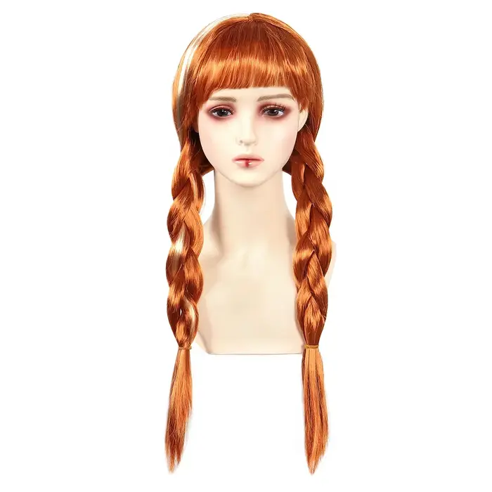 Anna Cosplay perruque princesse tressé longue marron ondulé résistant à la chaleur cheveux synthétiques Anime Elsa habiller Cosplay Halloween fête perruques
