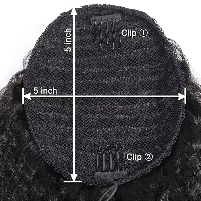 Extensions de cheveux humains bouclés crépus à clipser avec cordon de serrage