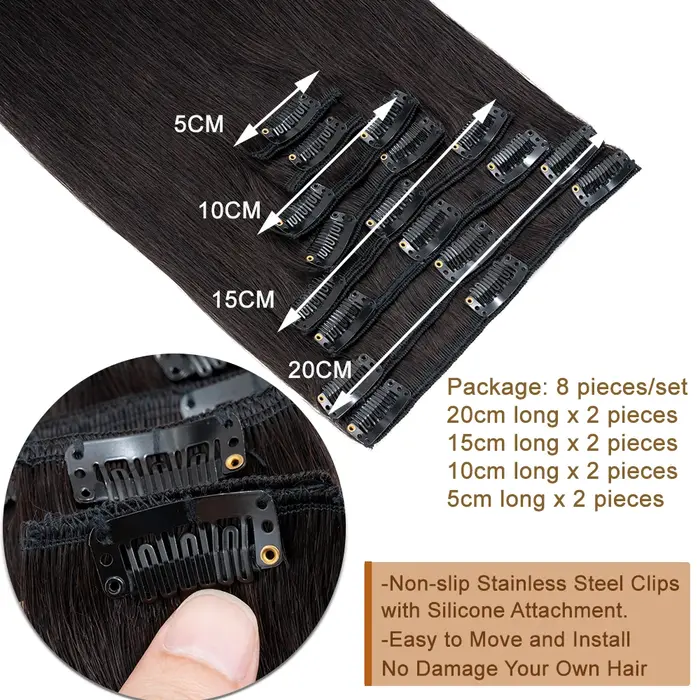 Extensions de Cheveux Naturels Lisses à réinitialisation pour Femme