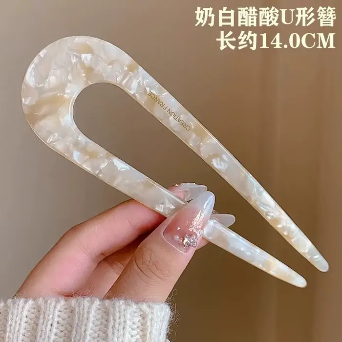 Épingle à cheveux en forme de U pour femmes, fourchette à cheveux imprimée en marbre, pince à cheveu
