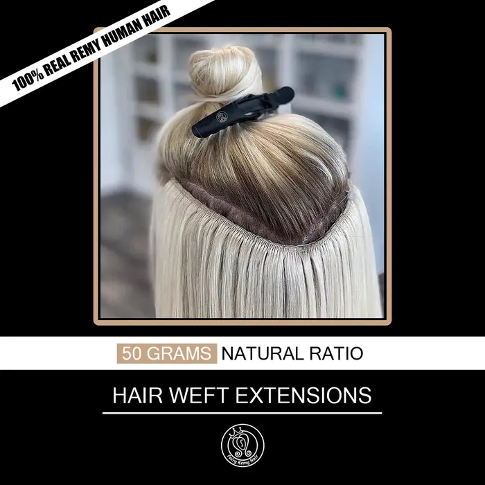 Fée Remy cheveux réel européen droit cheveux humains armure faisceaux 16-24 pouces platine blond Rem