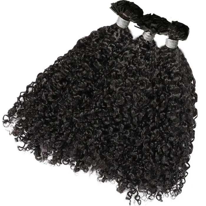 Extensions de cheveux humains bouclés à pointe plate, pointe en U, pré-collées, Extension de cheveux
