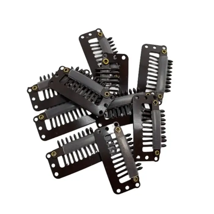 20/40 pièces 9 dents Beige/marron/noir Extensions de cheveux Clips Extension de cheveux perruques Sn