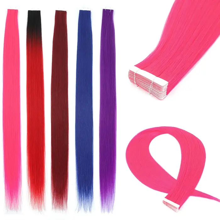 Fantaisie rose bande dans les Extensions de cheveux coloré synthétique