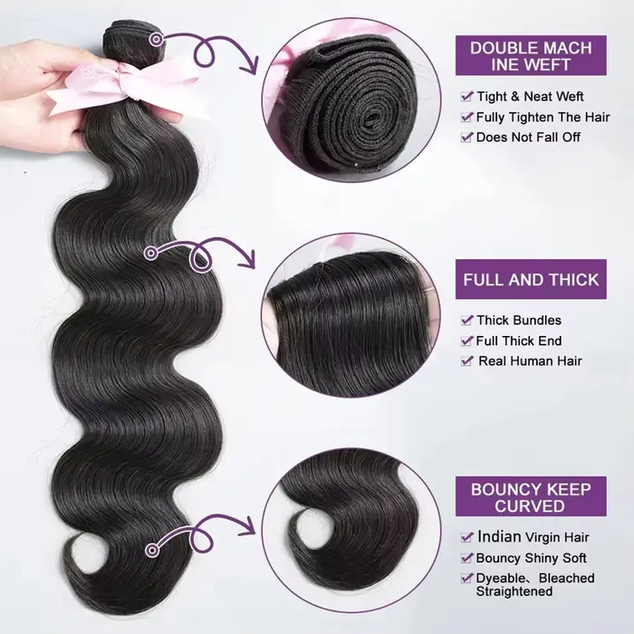 Armure brésilienne vierge 12A vague de corps lâche 30 32 pouces 1-4 paquets Remy cheveux humains naturel noir Extensions brutes respectueux de l'eau