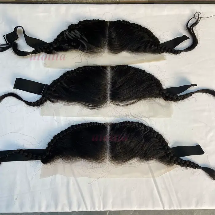 Perruques frontales en dentelle droite sans colle 13x4 avec tresses cheveux humains prêt à porter perruque frontale