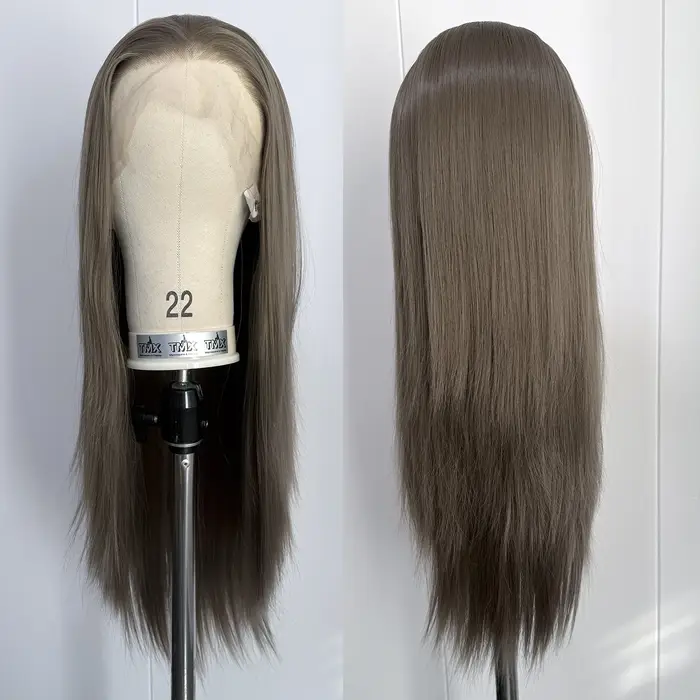 Perruque Lace Front Wig synthétique gris cendré 13x4