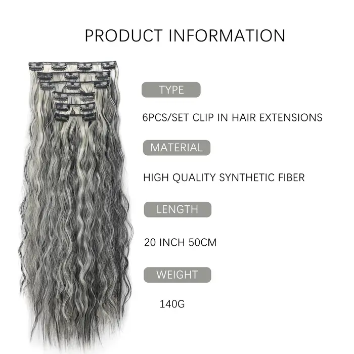 Extensions capillaires synthétiques bouclées à clips