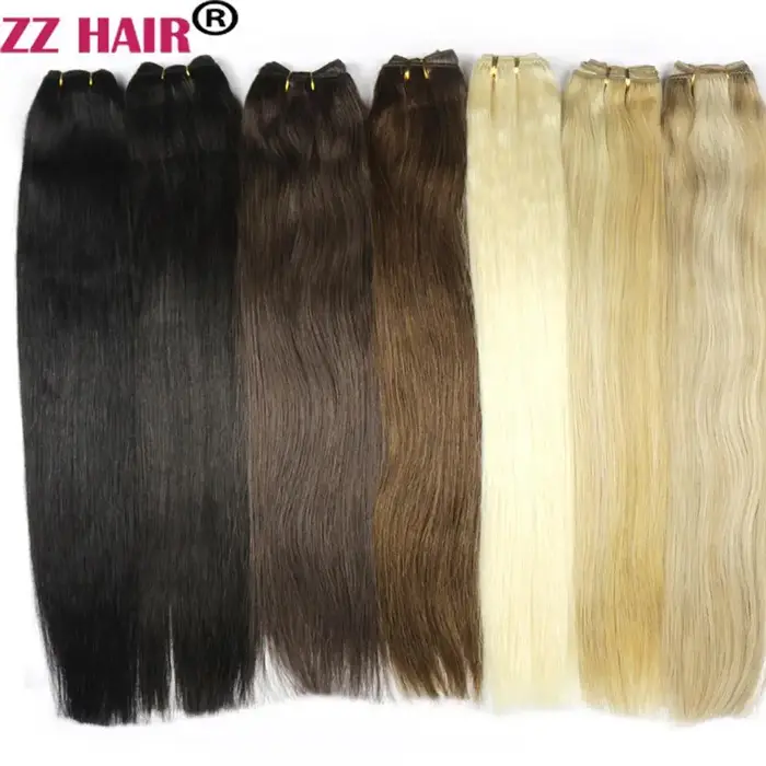 ZZHAIR 100% Extensions de cheveux humains 16 "-24" tissage de trame de cheveux Remy fait à la Machin