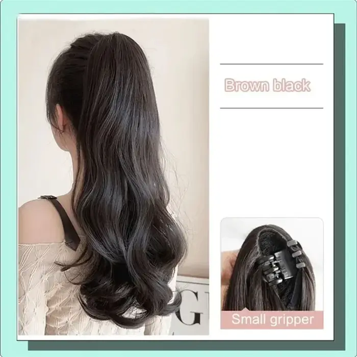 Extensions capillaires synthétiques longues et lisses à Clip pour queue de cheval, 50cm, résistantes