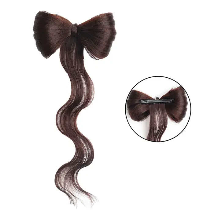 Extensions capillaires synthétiques en forme de pince à griffes avec nœud papillon