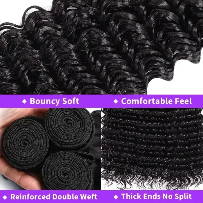 32 34 pouces vague profonde cheveux humains 1 3 4 paquets brésilien vierge Remy non transformés tiss