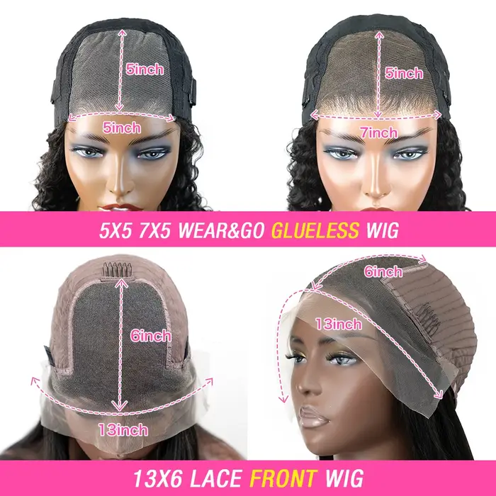 Wear Go sans colle vague de corps avant de lacet perruques de cheveux humains 13x6 HD dentelle front