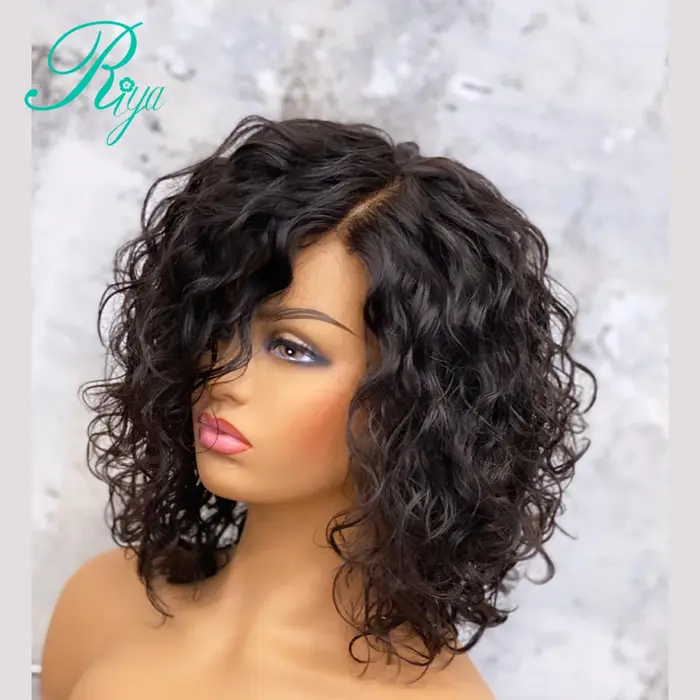 4X4 fermeture dentelle perruque Pixie court bouclés Bob coupe émoussée