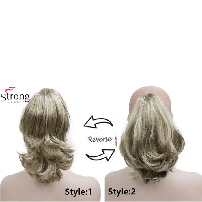 StrongBeauty-Extension Capillaire Synthétique Ondulée Blonde de 12 Pouces